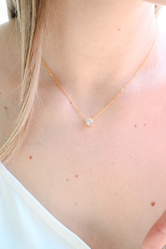 S925 sterling silver, gold plated cubic zirconia pendant wedding necklace.