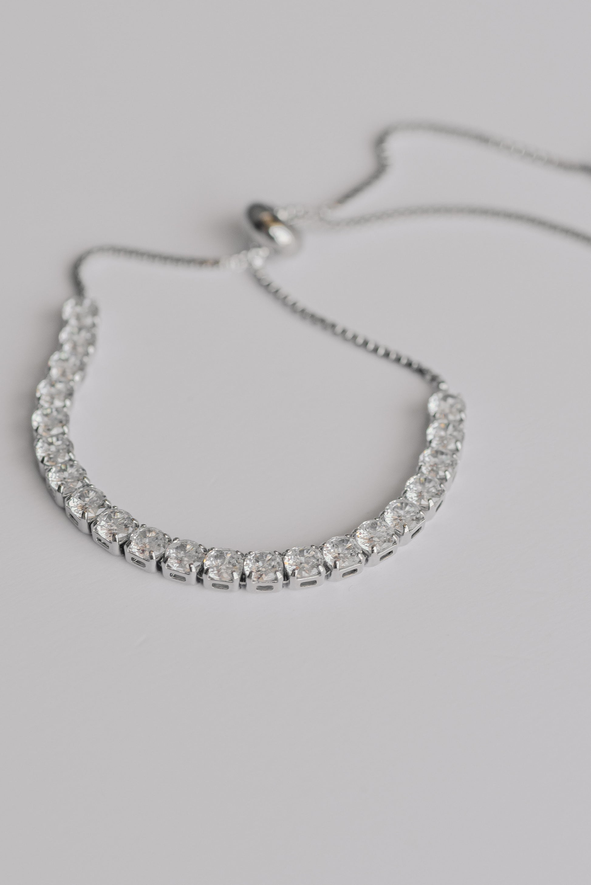 Silver adjustable tennis bracelet