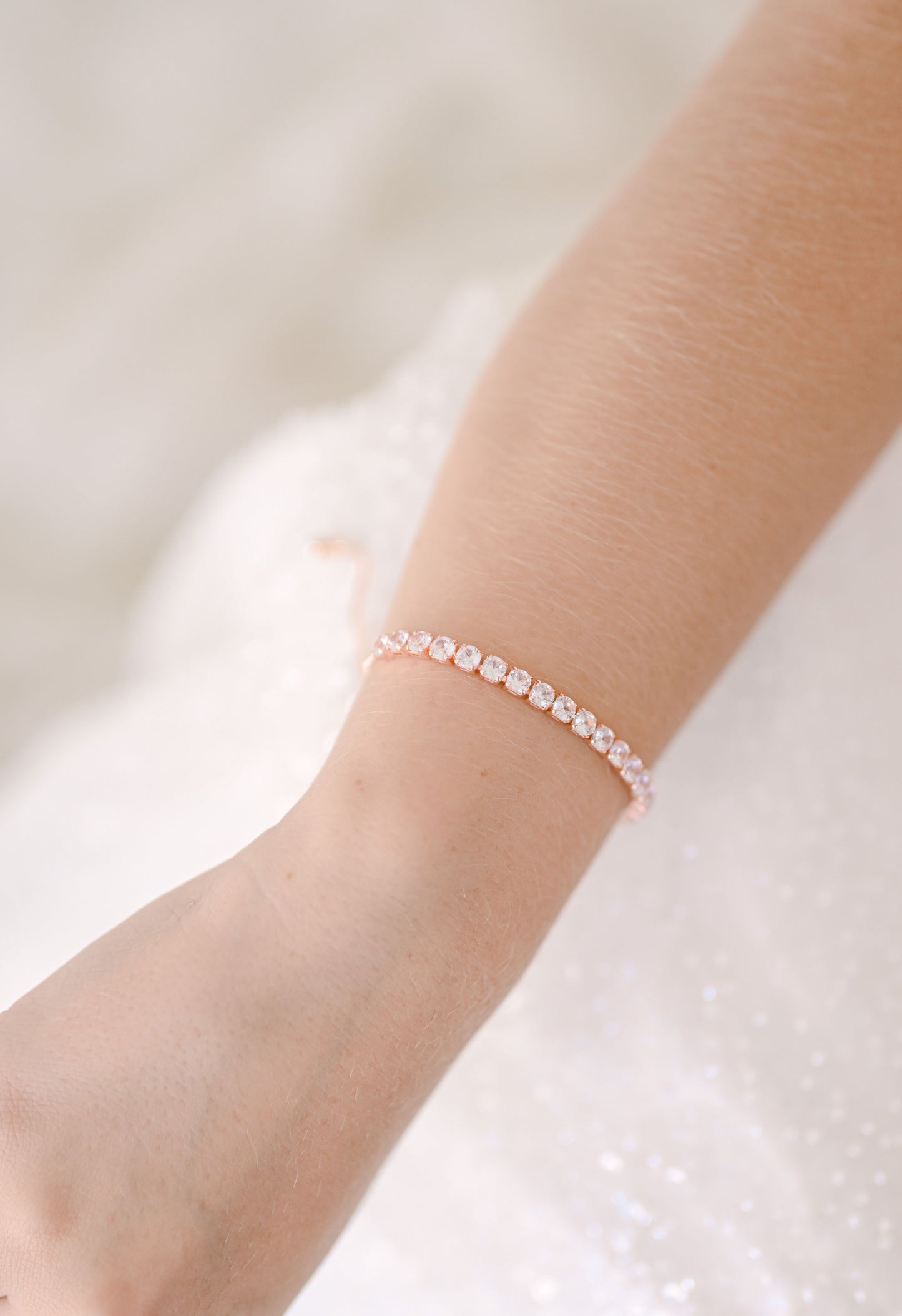 Rose gold adjustable tennis bracelet