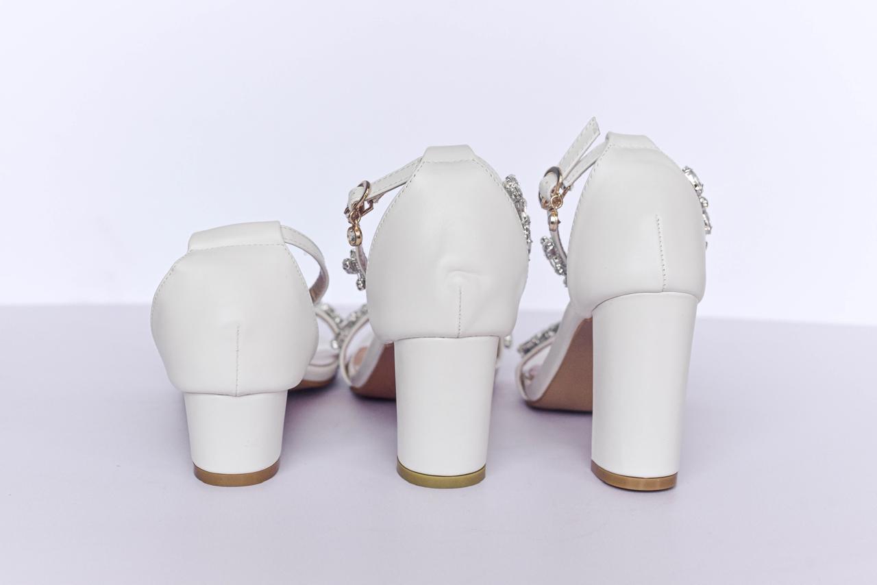 Available heel heights for bridal block heels, 4cm, 7cm, 9cm