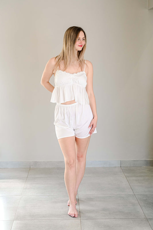 Bridal silk pajama set for the bride. Perfect for getting ready in on your wedding day.