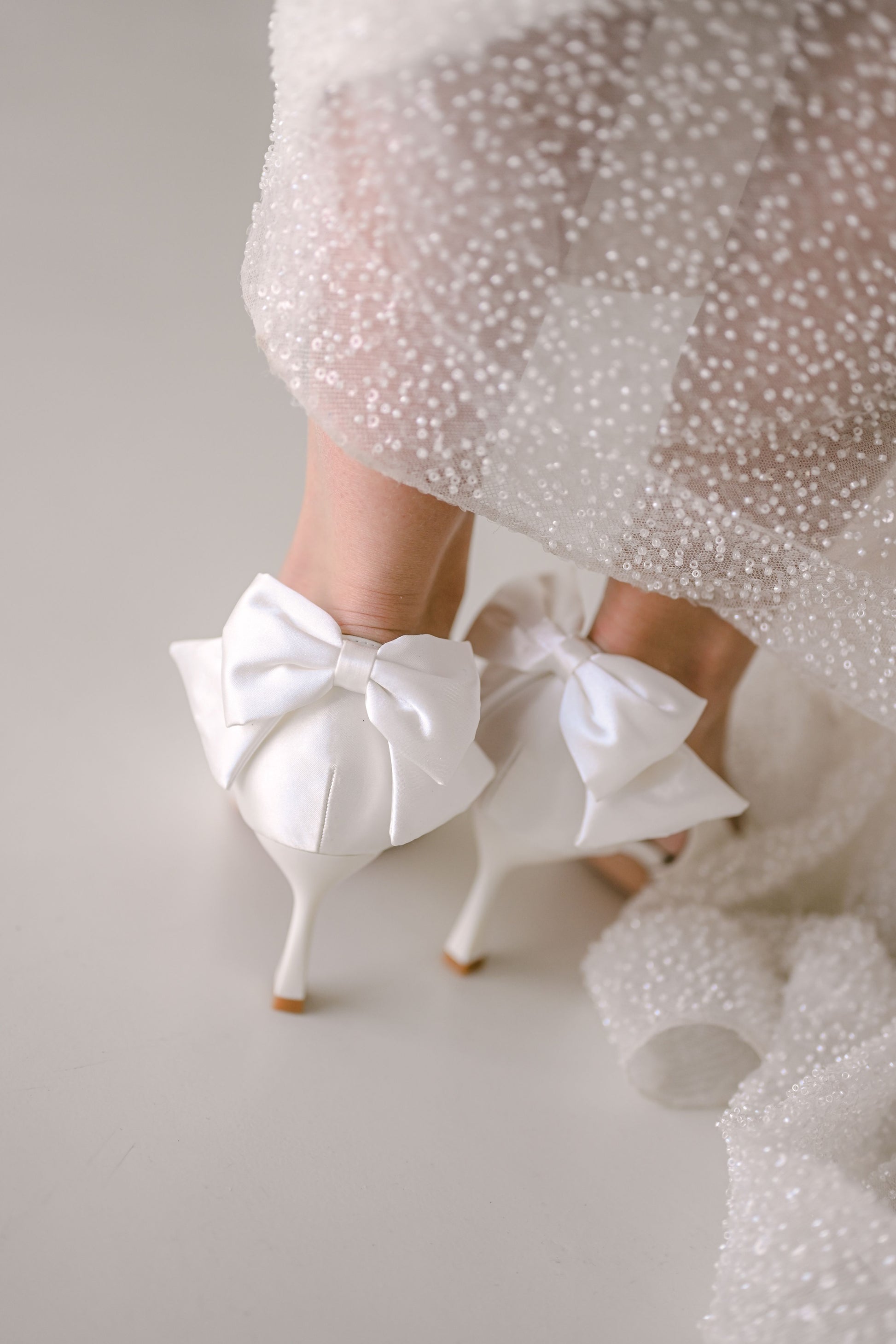 Bridal heels with satin bows