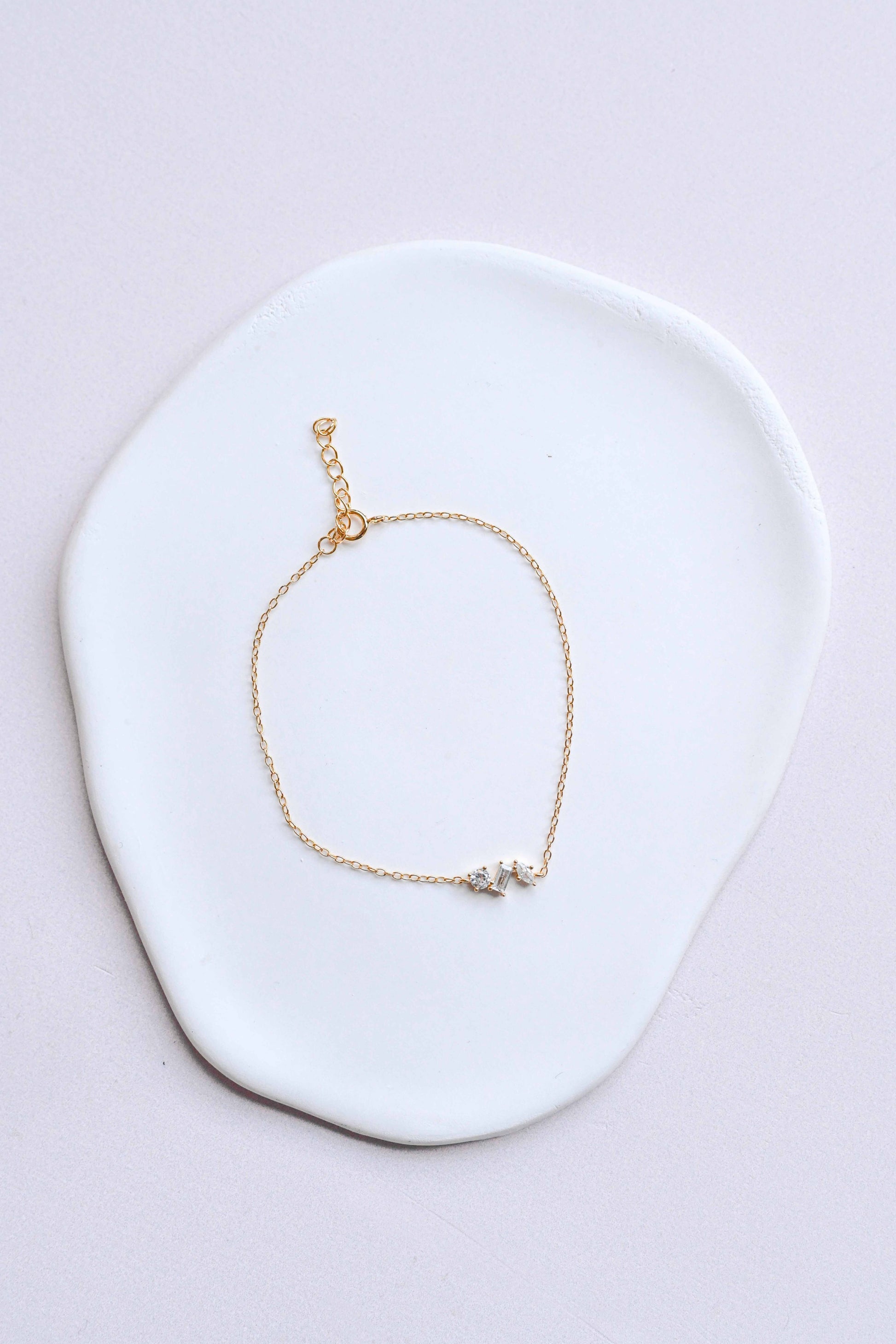 S925 sterling silver, gold plated bracelet with geometric cubic zirconia