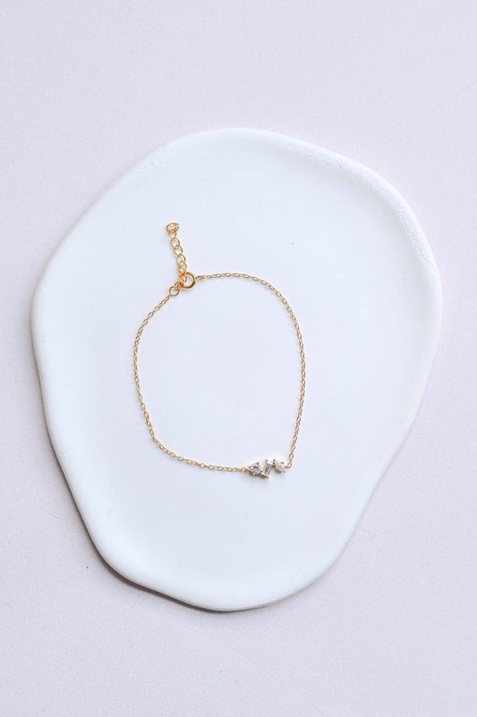 S925 sterling silver, gold plated bracelet with geometric cubic zirconia