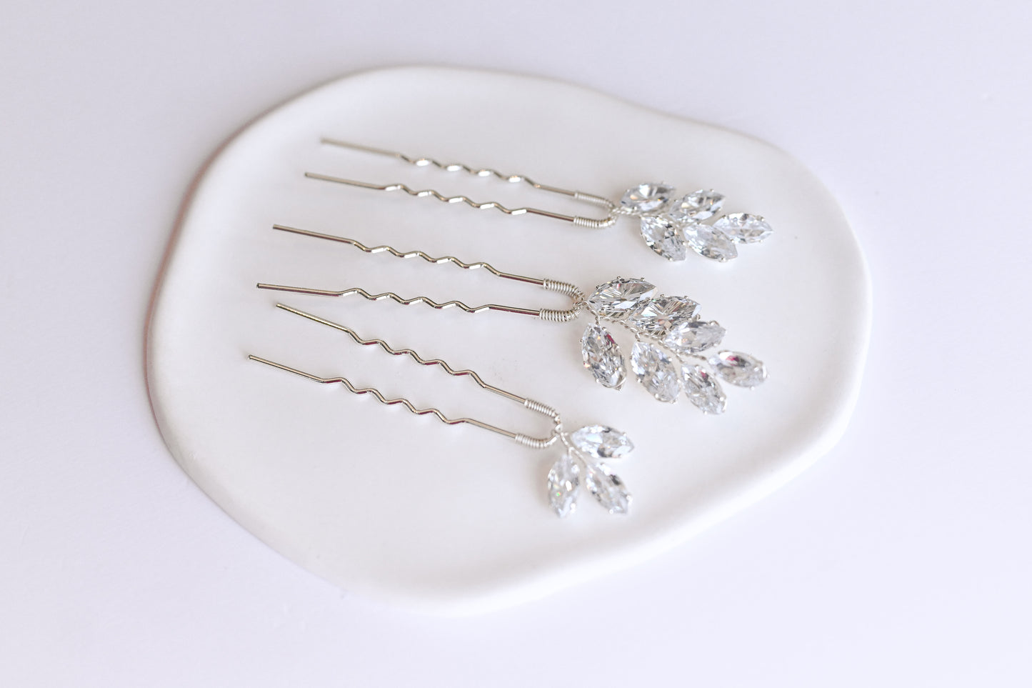 Set of silver bridal hair pin accessories