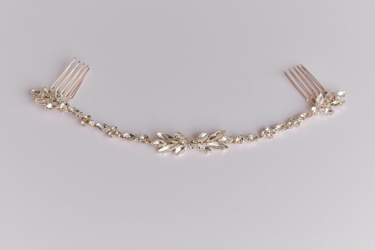 Rose gold rhinestone bridal hair piece