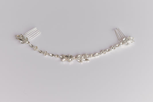 Silver rhinestone bridal hair piece