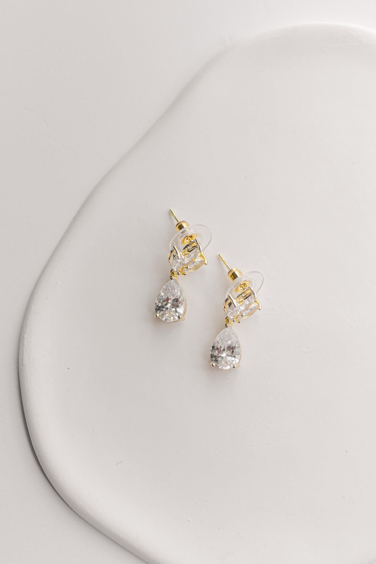 Gold cubic zirconia bridal earring