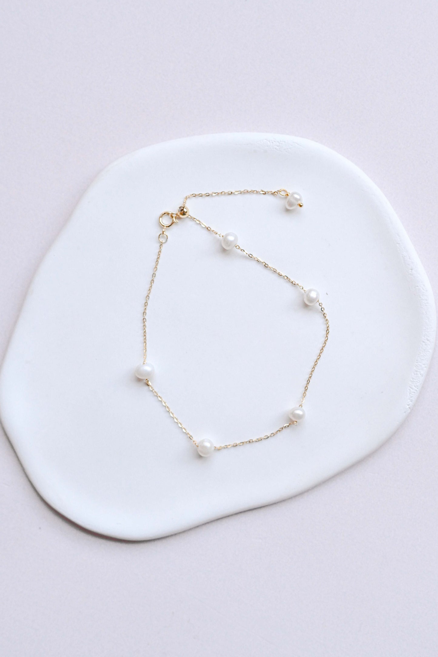 Sterling silver, gold plated adjustable bridal bracelet with fresh water pearls