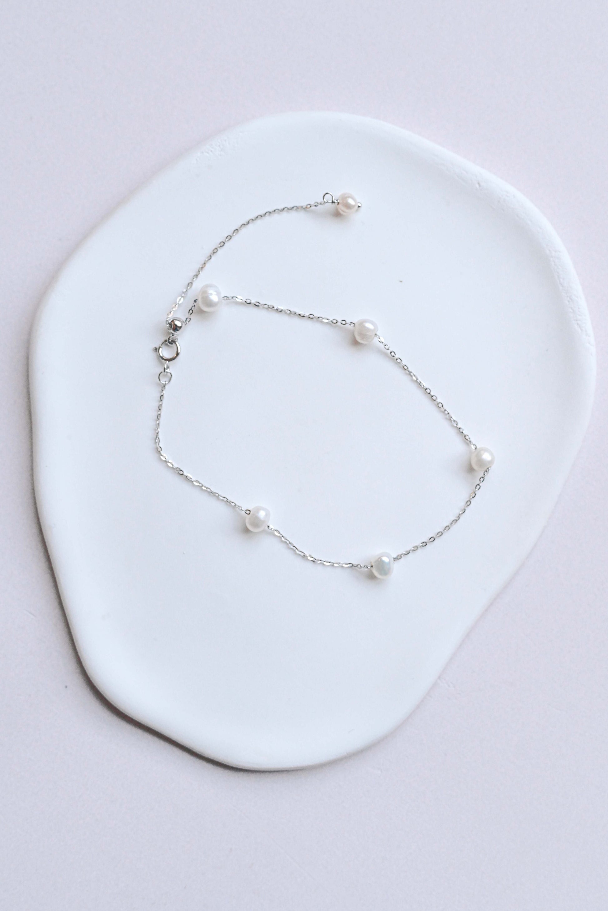 Sterling silver bridal bracelet with fresh water pearls