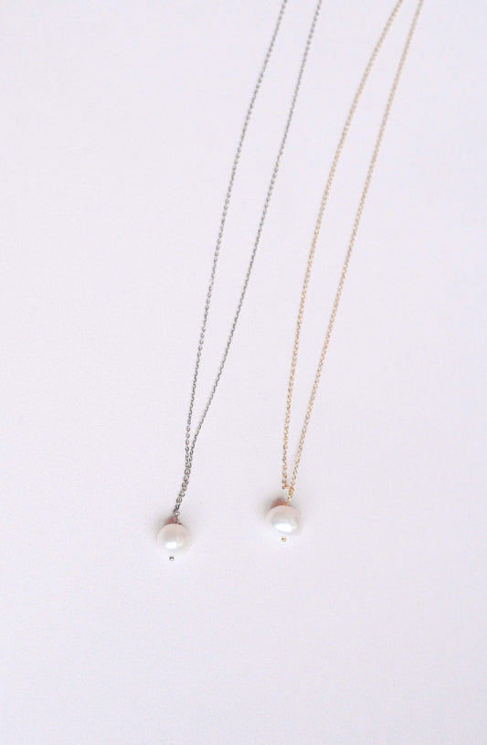 Sterling silver bridal necklace with a natural fresh water baroque pearl