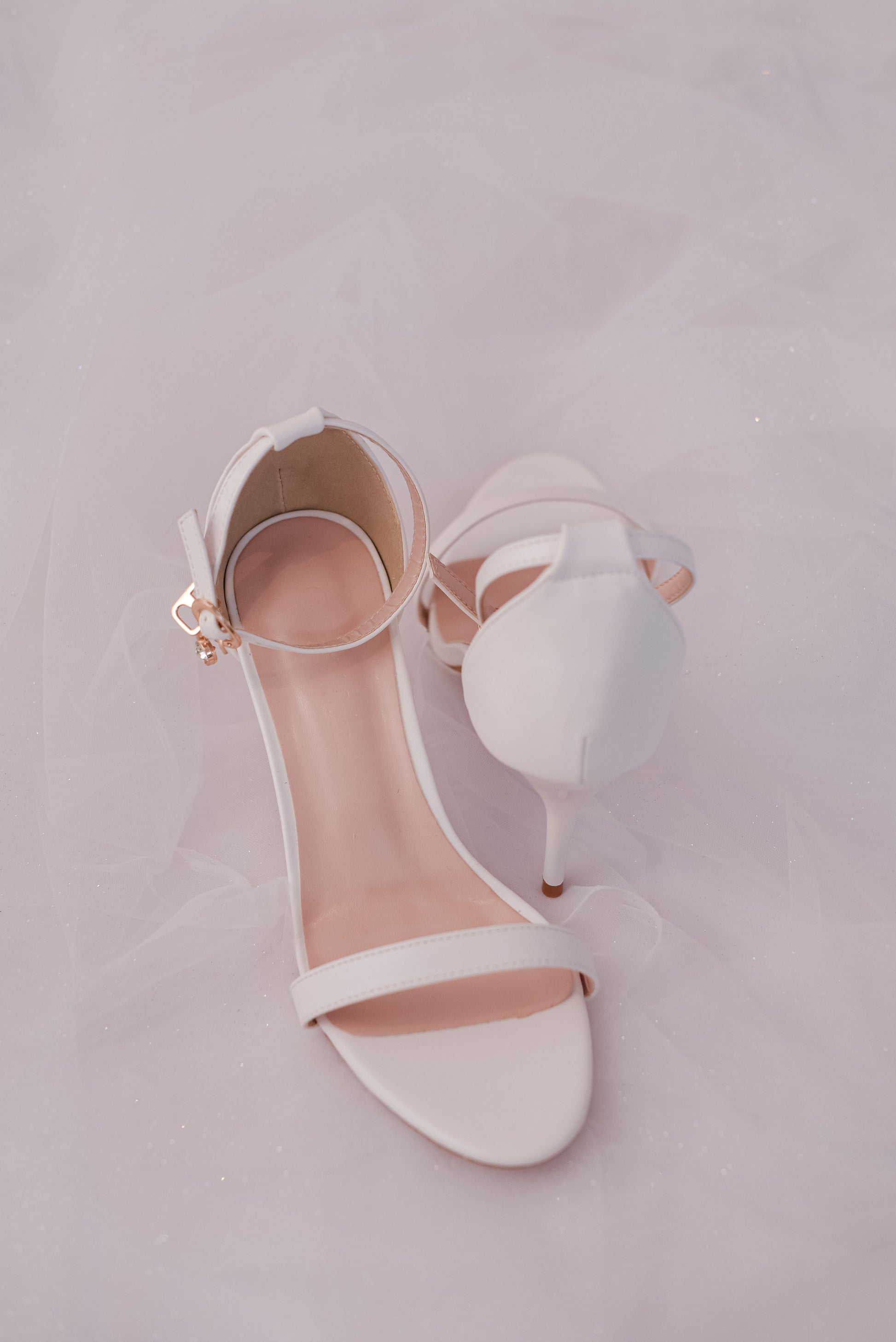 Ivory bridal stiletto with open toe strap