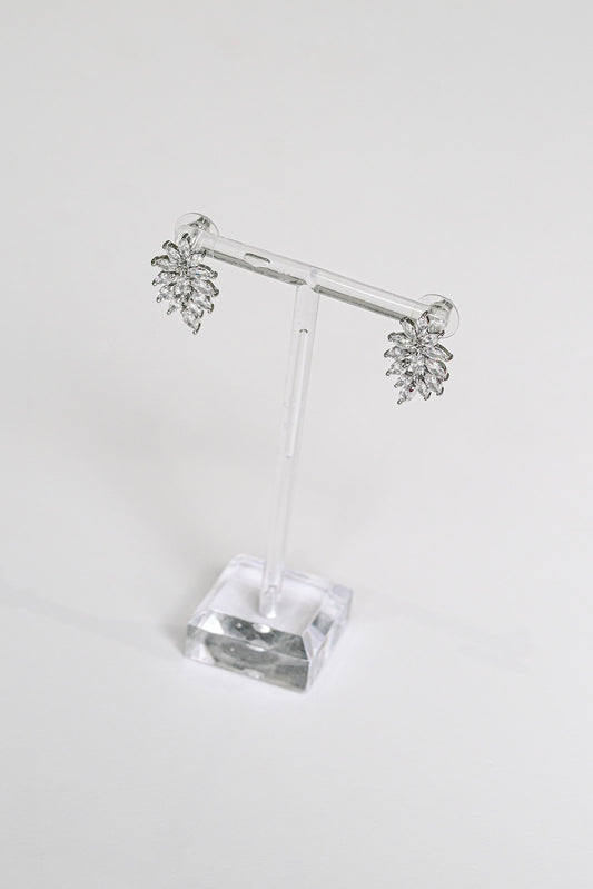 Silver bridal earring stud