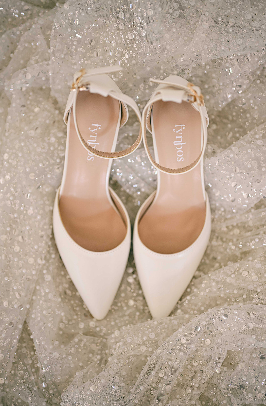 Ivory closed toe bridal block heel