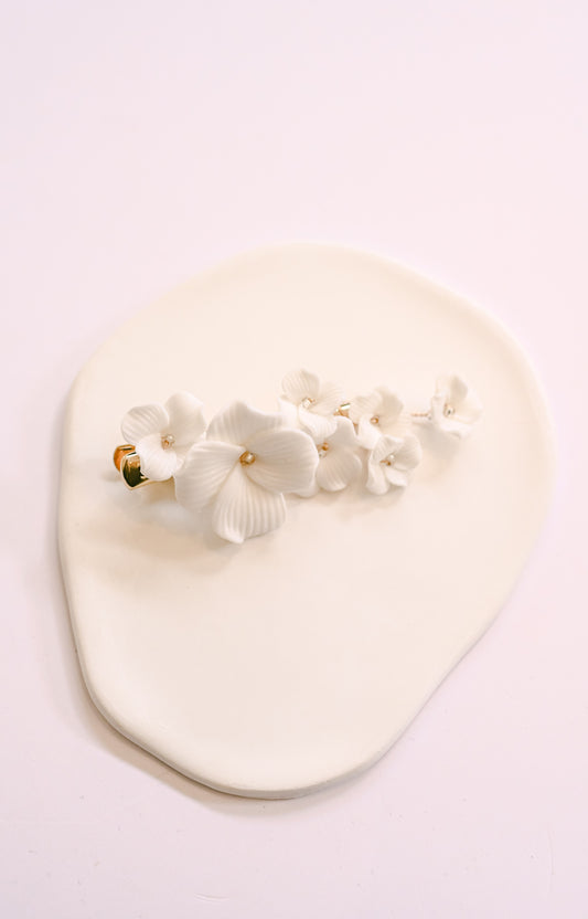 Porcelain flower bridal hair clip