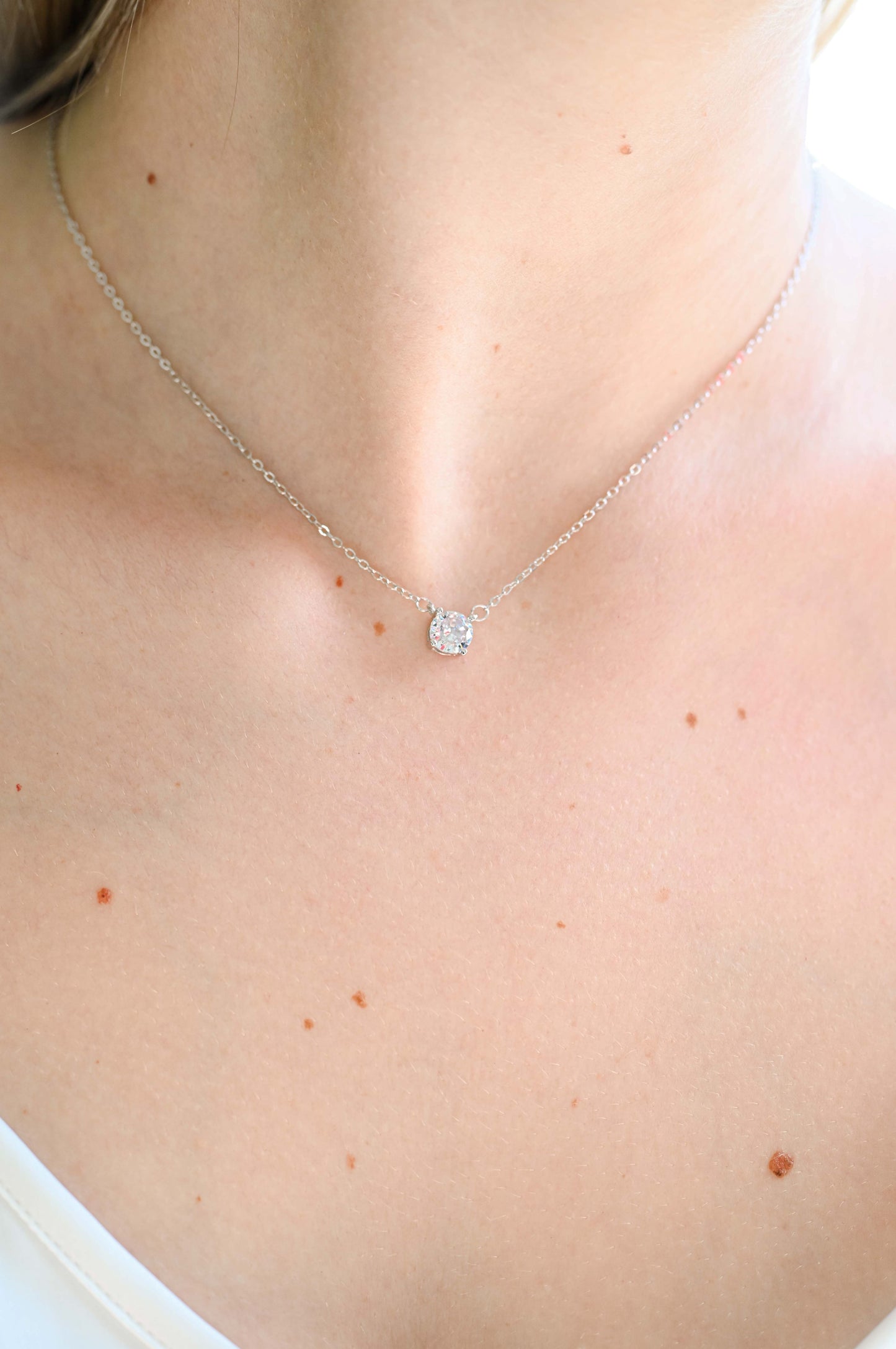 S925 sterling silver, cubic zirconia pendant wedding necklace.