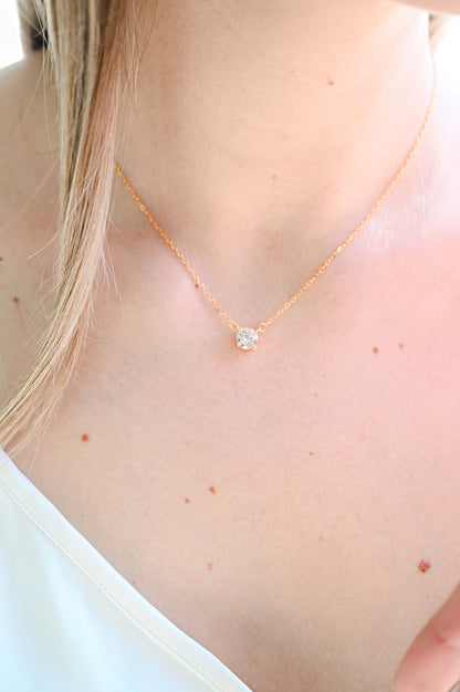 S925 sterling silver, gold plated cubic zirconia pendant wedding necklace.