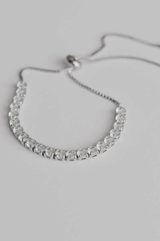 Silver adjustable tennis bracelet