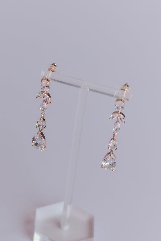 Rose gold dangling bridal earring