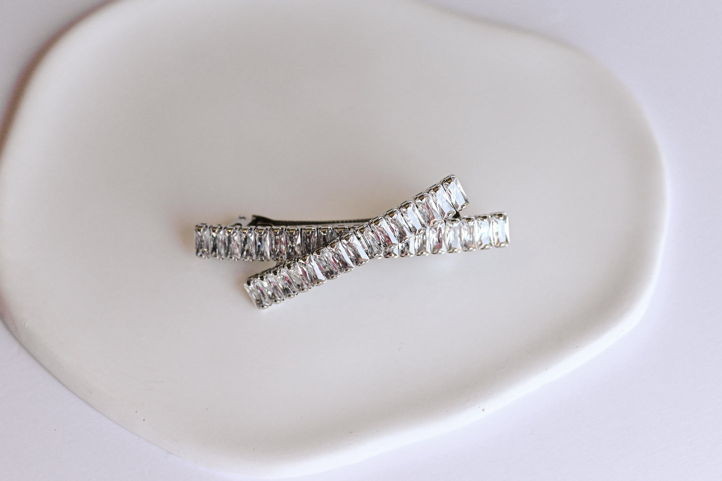 Silver cubic zirconia bridal hair accessory