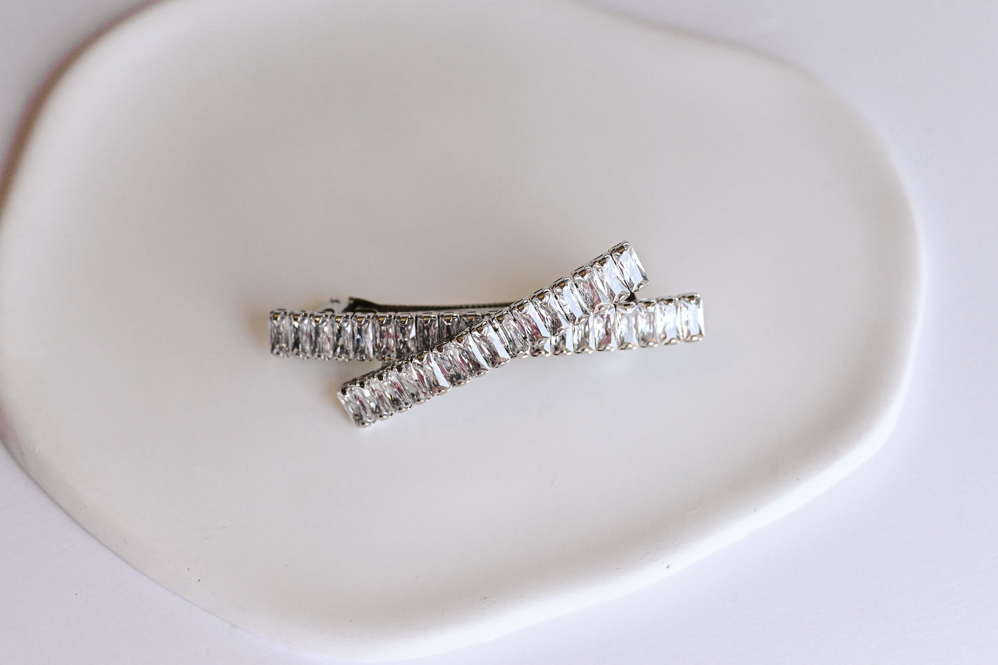 Silver cubic zirconia bridal hair accessory