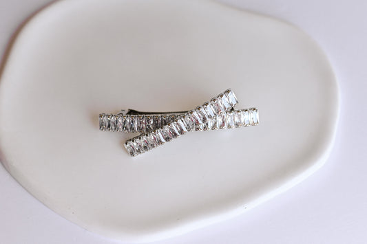 Silver cubic zirconia bridal hair accessory