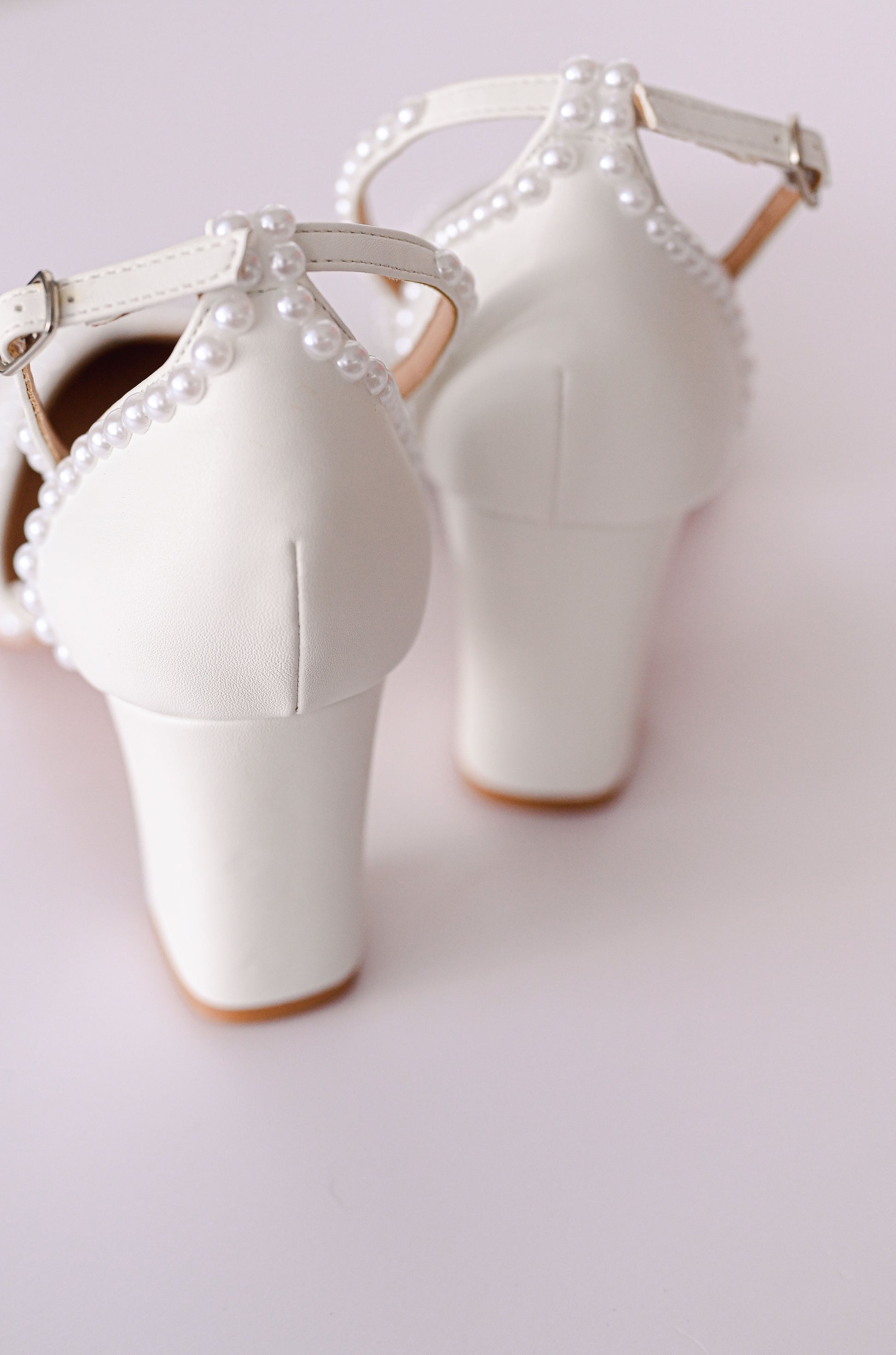 8cm bridal block heel with pearls