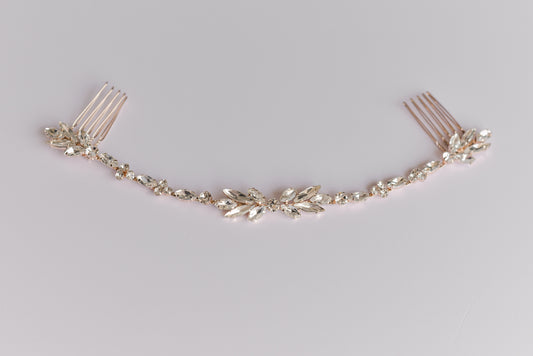 Rose gold rhinestone bridal hair piece