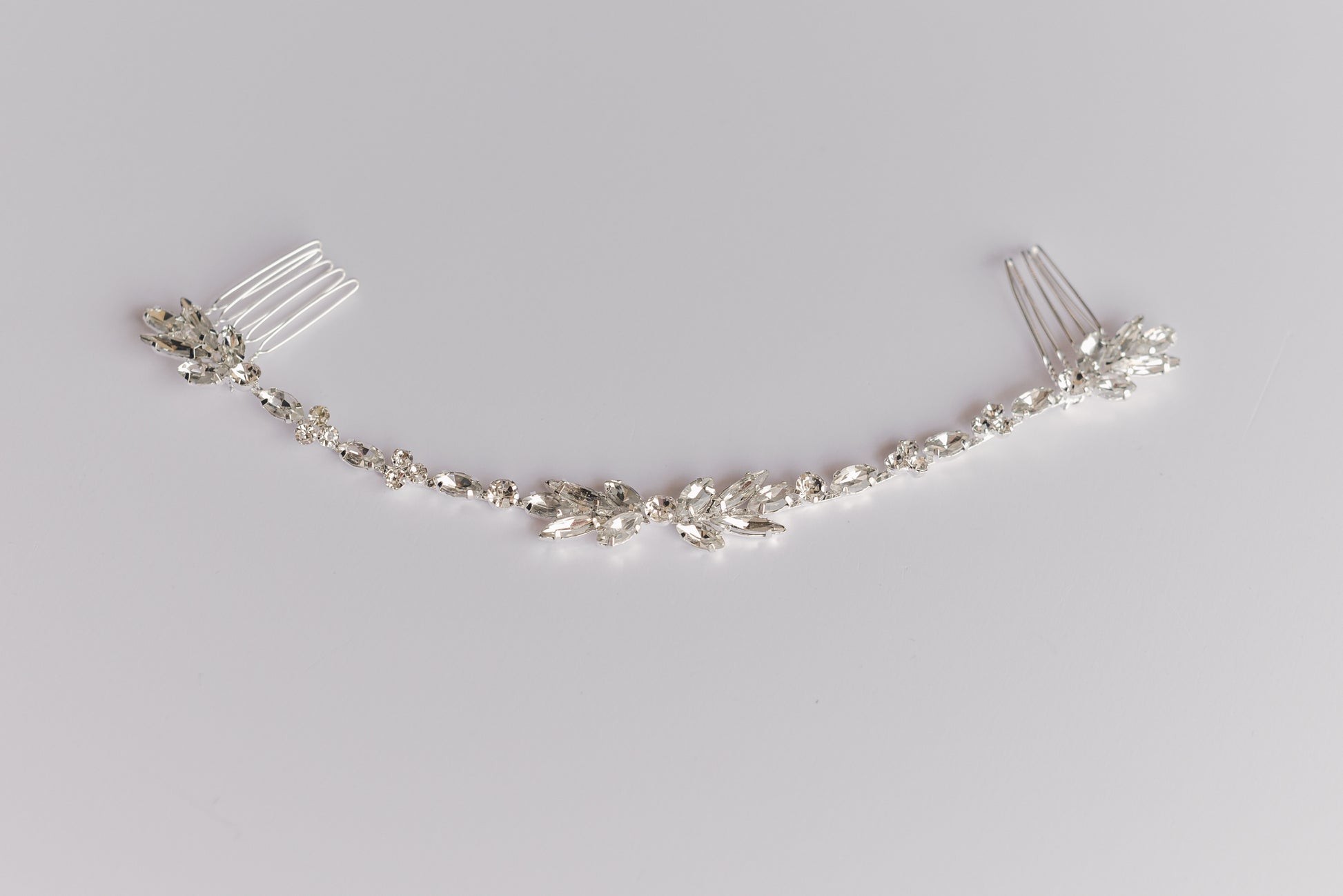 Silver rhinestone bridal hair piece