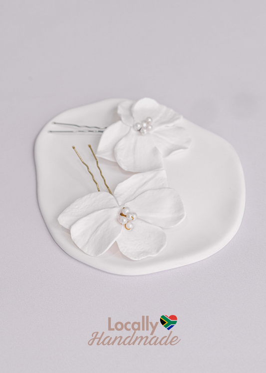 Handmade clay flower hairpin