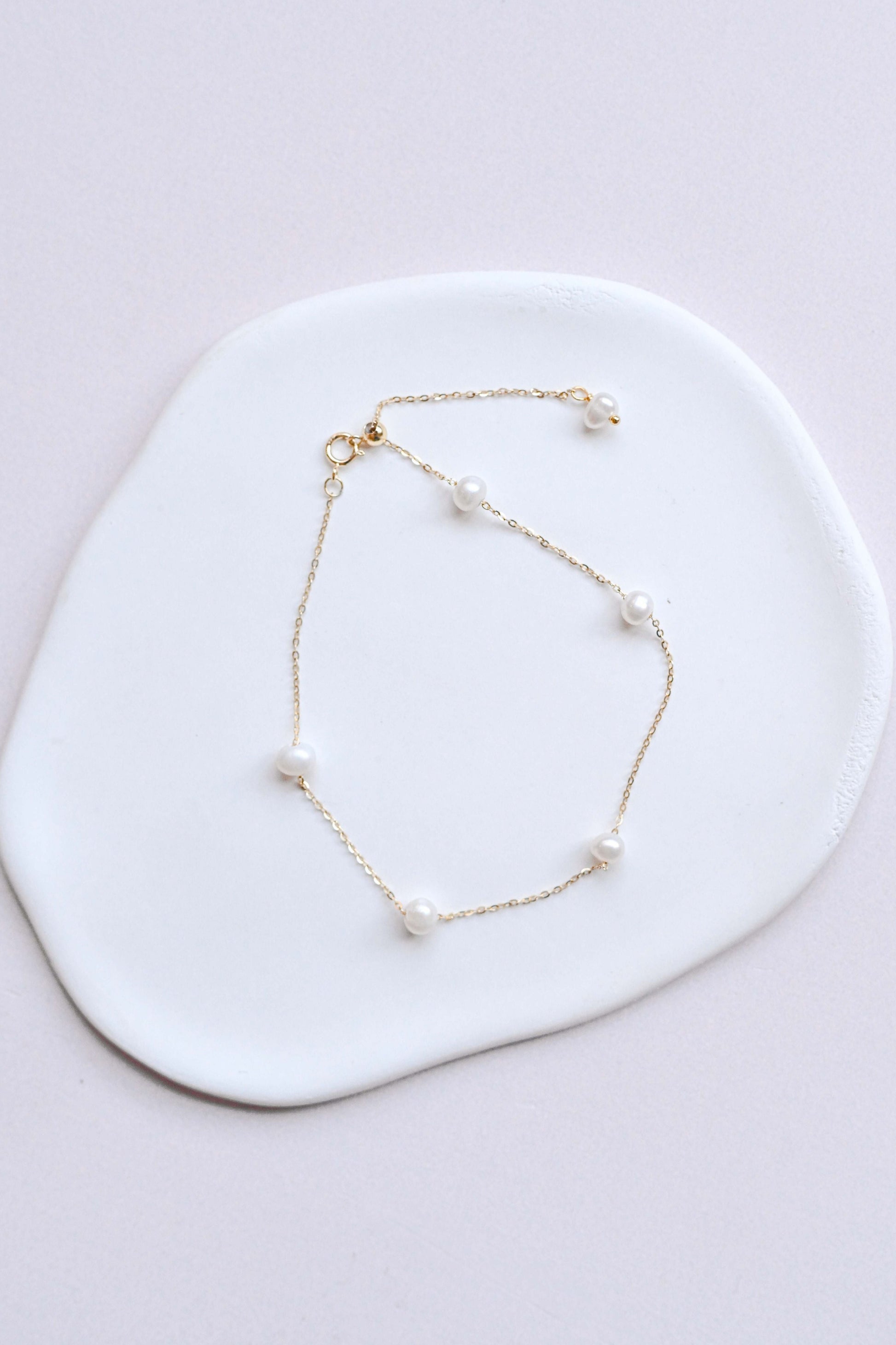 Sterling silver, gold plated adjustable bridal bracelet with fresh water pearls