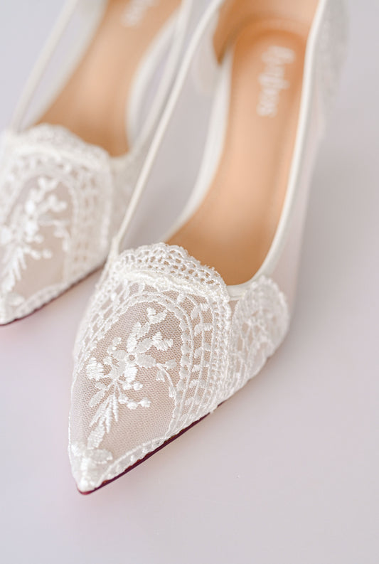 Lace bridal heel