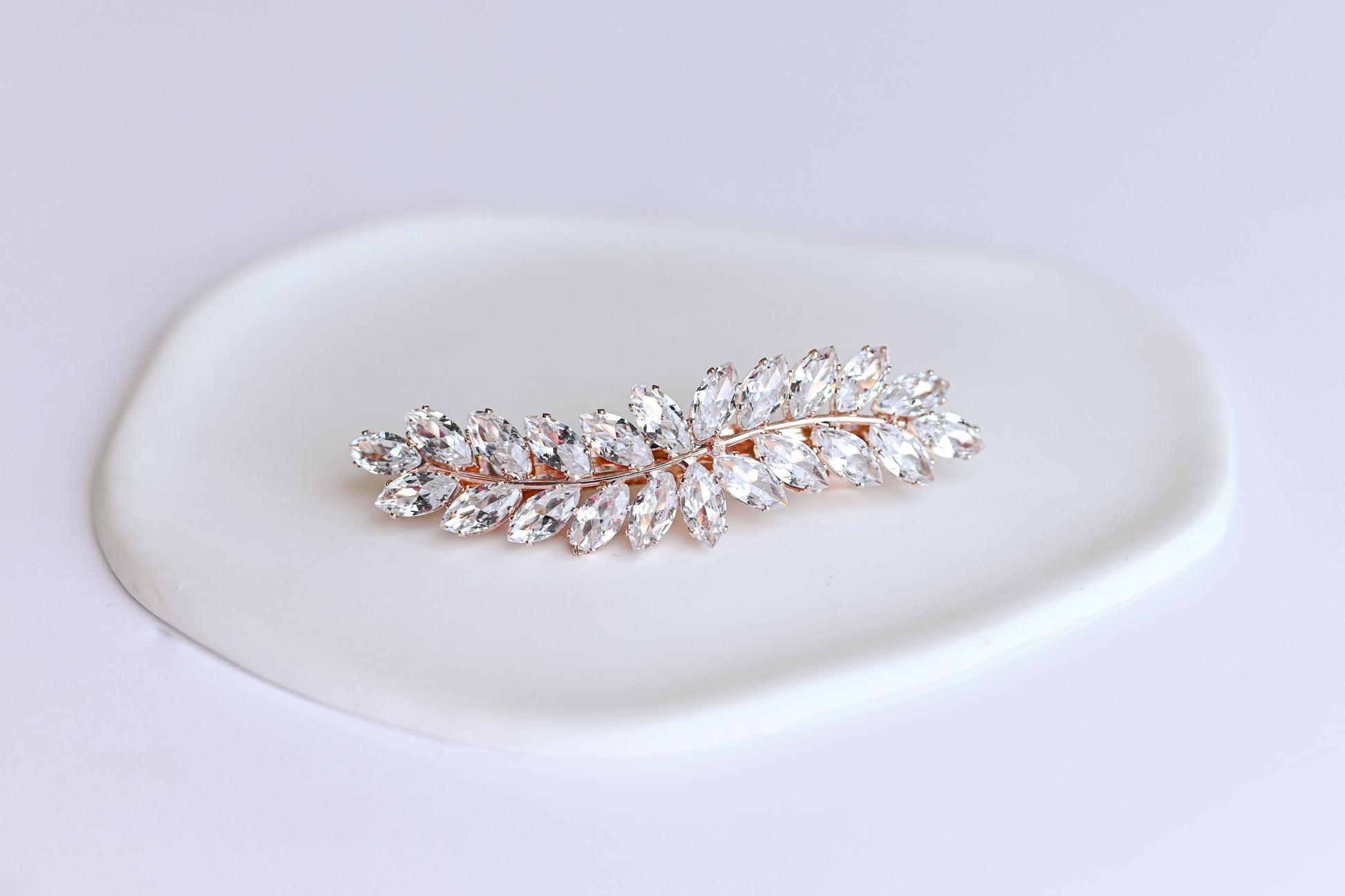 Rose gold crystal bridal hair accessory